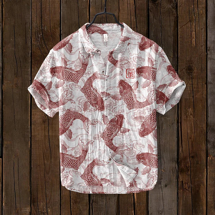 JUNO | FISH ART LINEN SHIRT