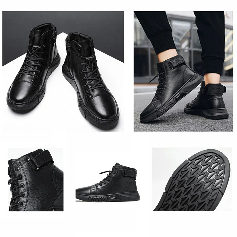 LEON | BLACK LEATHER SNEAKERS