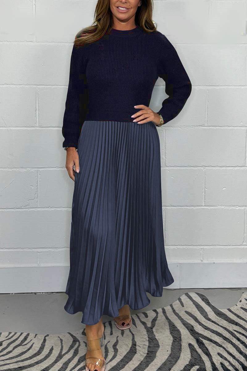 ALANA | ELEGANT LONG SWEATER WITH PLEATED SKIRT