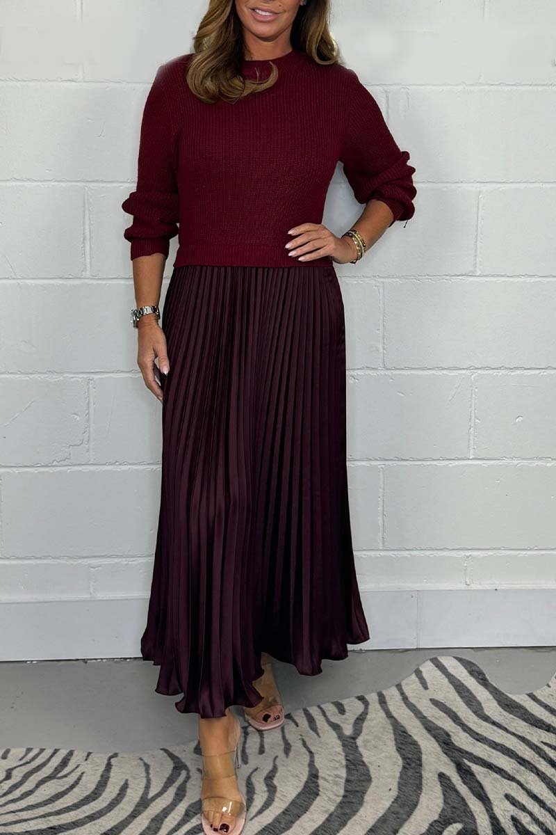 ALANA | ELEGANT LONG SWEATER WITH PLEATED SKIRT