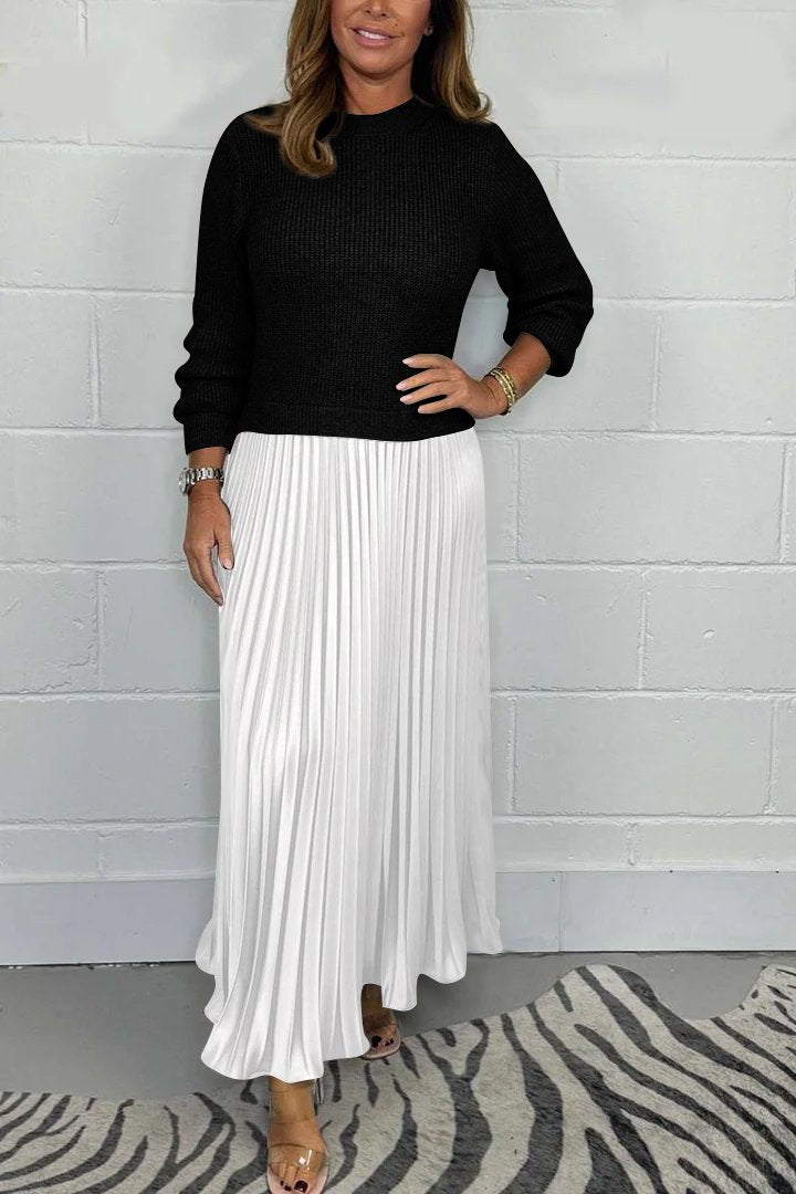 ALANA | ELEGANT LONG SWEATER WITH PLEATED SKIRT