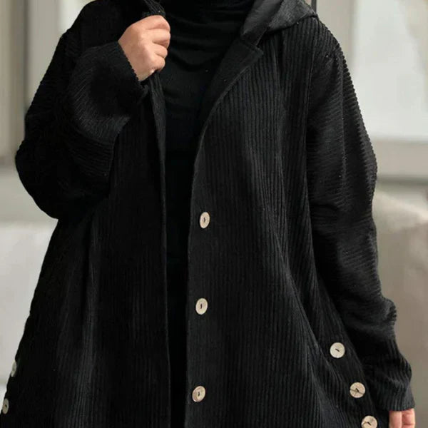 CECILY | HOODED RIBBED COAT